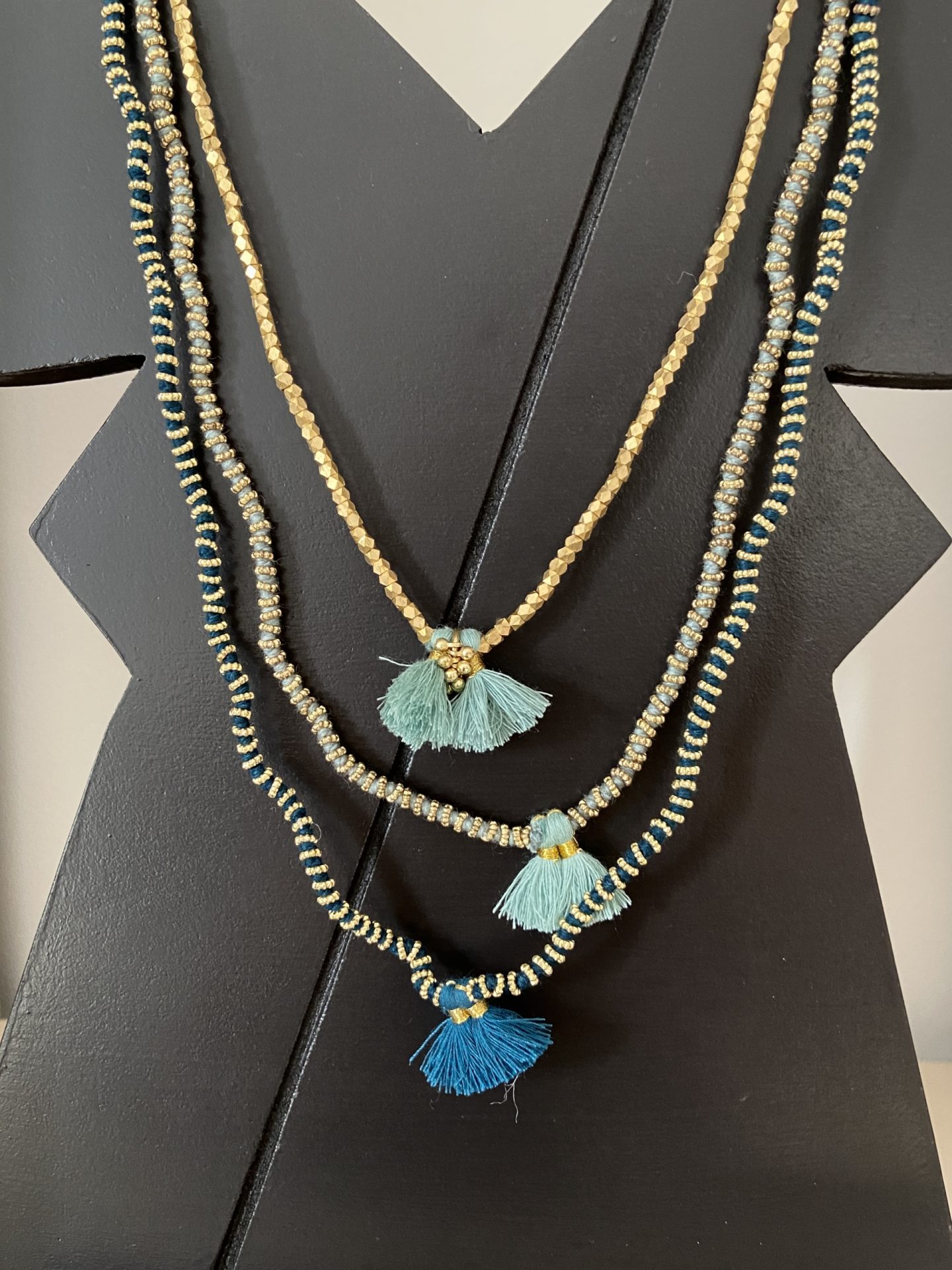 collana seta e ottone