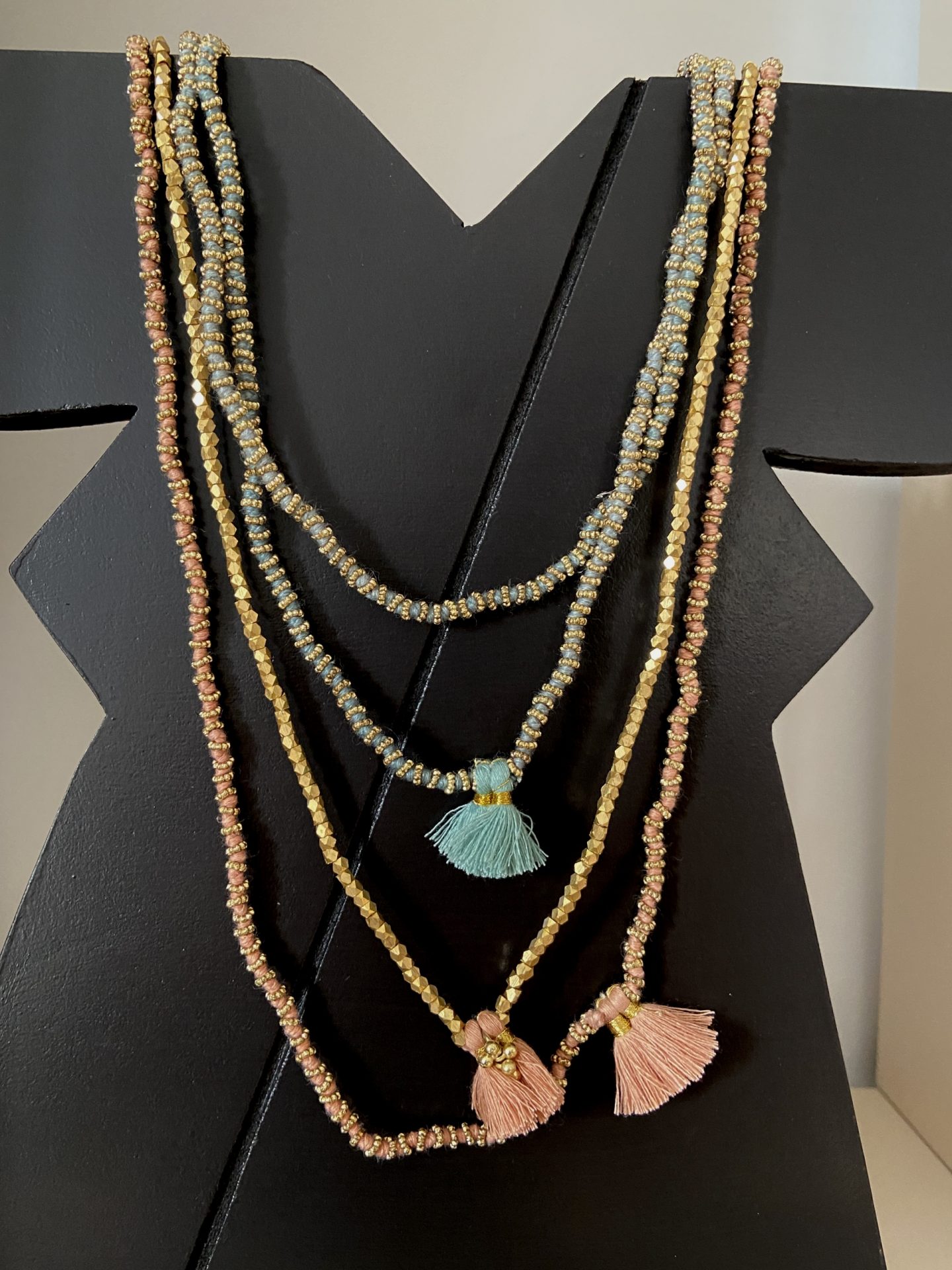 collana seta e ottone
